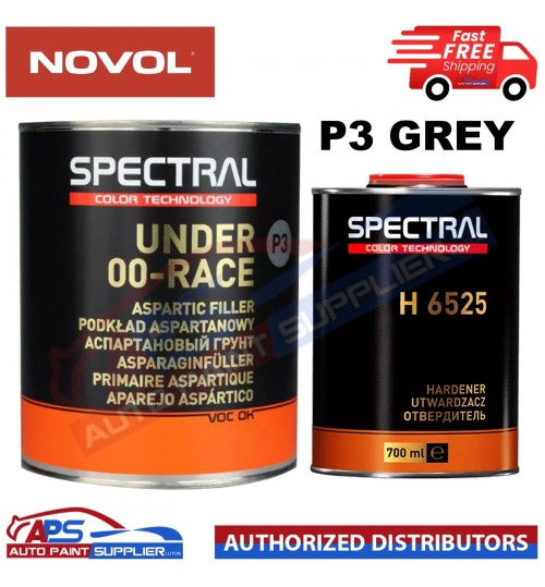 NOVOL SPECTRAL UNDER 00-RACE P3 GREY RAPID FILLER PRIMER + H6525 KIT 1.4L