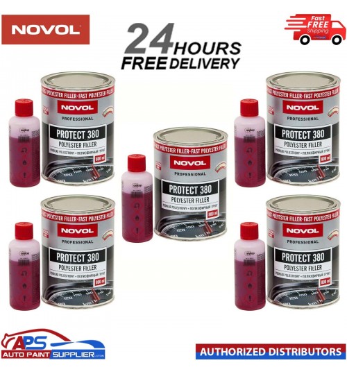 5x NOVOL PROTECT 380 POLYESTER SPRAY FILLER PRIMER KIT WITH 0.8L HARDENER