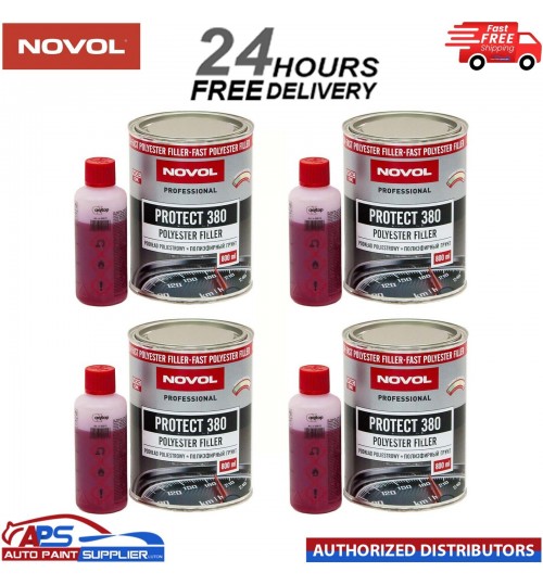 4x NOVOL PROTECT 380 POLYESTER SPRAY FILLER PRIMER KIT WITH 0.8L HARDENER