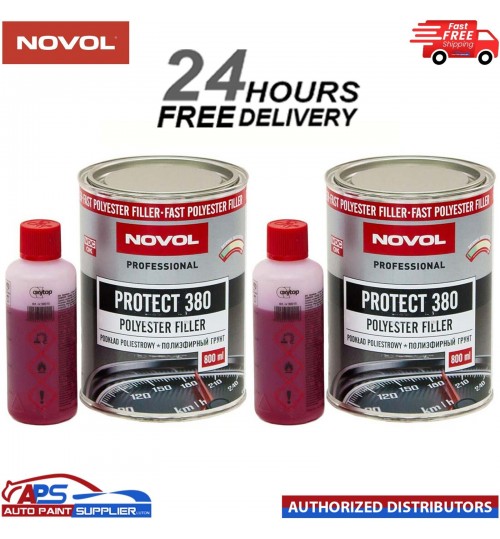 2x NOVOL PROTECT 380 POLYESTER SPRAY FILLER PRIMER KIT WITH 0.8L HARDENER
