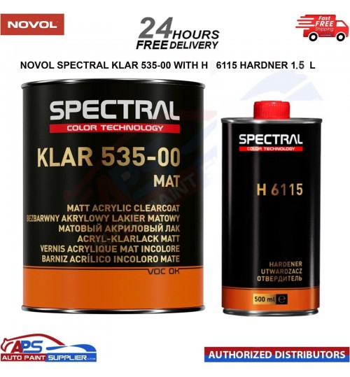 NOVOL SPECTRAL KLAR 535-00 MATT 2K CLEAR COAT WITH H 6115 HARDENER 1.5 LTR KIT