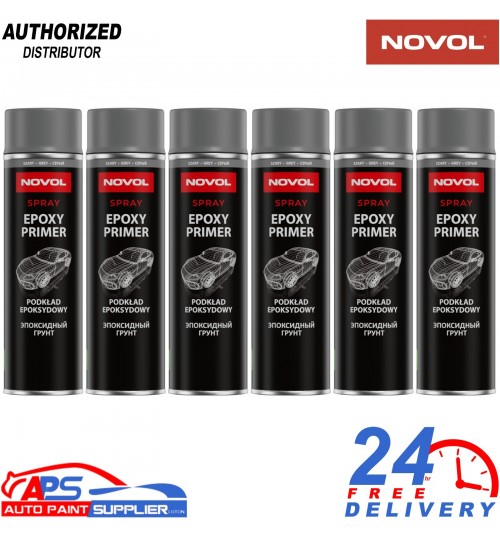 6x Novol Epoxy Primer Aerosol Grey 500ml – Automotive Refinish
