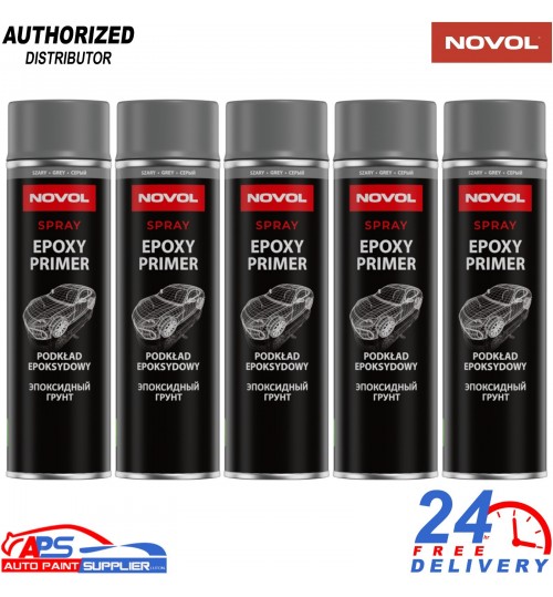 5x Novol 91141 Epoxy Primer Grey Spray Aerosol 500ml – Automotive Paint