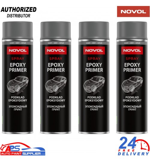 Novol 91141 Car Epoxy Primer 500ml Grey Aerosol – Refinish x4