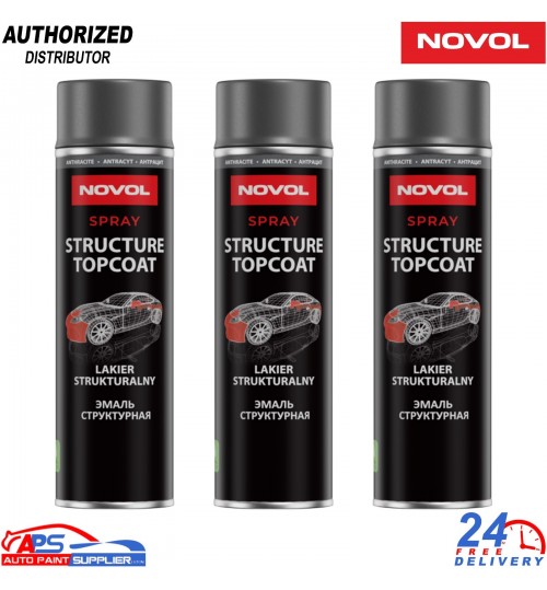 3x Novol Structure Topcoat 500ml – Anthracite Grey Textured Spray Aerosol