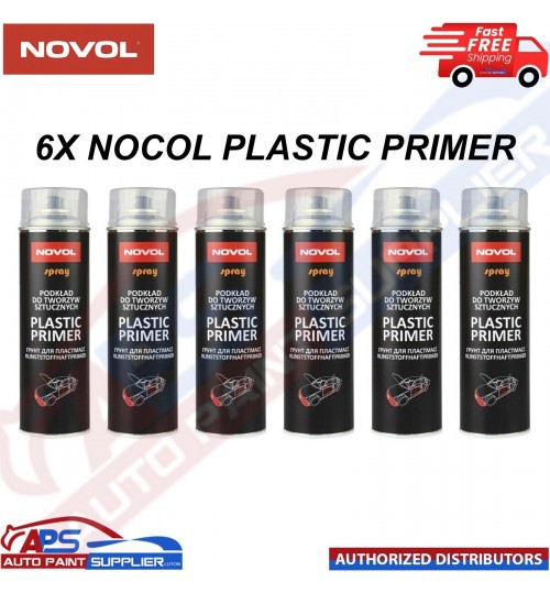 6 X NOVOL PLASTIC PRIMER AEROSOL 500ML BUMPER ADHESION PROMOTER- FAST DELIVERY