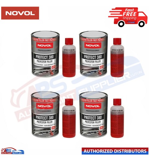 4x NOVOL PROTECT 380 POLYESTER SPRAY FILLER PRIMER KIT WITH 0.8LTR HARDENER