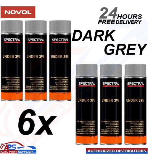 6x NOVOL SPECTRAL UNDER 395 EPOXY PRIMER AEROSOL DARK GREY (500ML) FAST DELIVERY