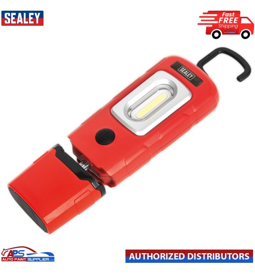 Sealey 3W COB 360° +1W LED Rechargeable Li-Polymer Inspection Lamp Red