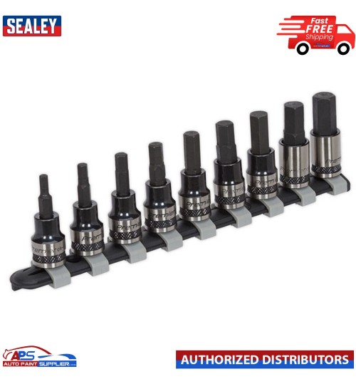 AK7986 Sealey Premier 9 Pce 3/8" Dr. Metric Allen Key Socket Bit Set - Black ...