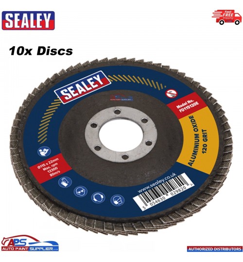 FD115 Assorted Grit Flap Discs Aluminium Oxide Ø115mm Ø22mm Bore [Pack of 10]