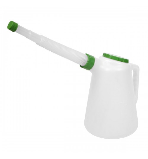Sealey Oil Container with Green Lid & Flexible Spout 5L Fluid Measuring Jug