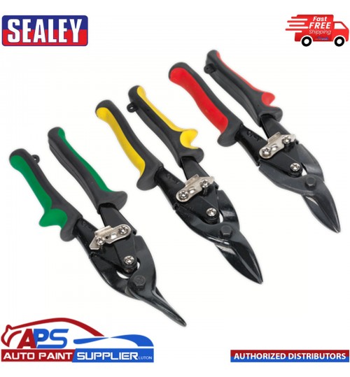 Sealey 3 Piece Aviation Tin Snips Set Left Cut, Right Cut And Straight AK6907