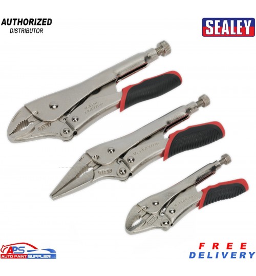 Sealey AK6863 Locking Plier Set 3pc | Heavy Duty Quick Release Tools