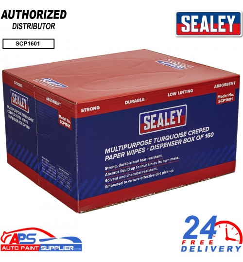 Sealey SCP1601 69gsm Multipurpose Paper Wipes 160 Sheets Dispenser Box
