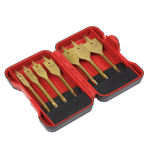 Sealey AK3707FW Flat Wood Drill Bit Set 7PC -1/4InHex Shank