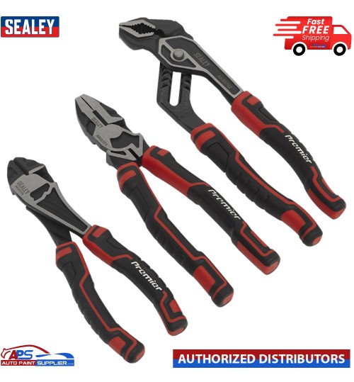 Sealey AK8377 Pliers Set High Leverage Premier Side Cutters Water Pump Plier 3pc